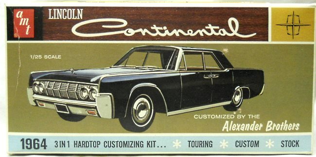 AMT 1/25 1964 Lincoln Continental Hardtop 3 in 1 Kit - Stock / Touring / Alexander Brothers Custom, 6424-150 plastic model kit